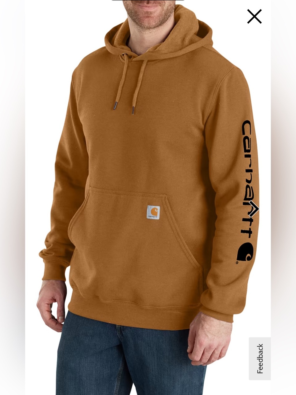 Carhartt Loose Fit Brown Hoodie Sz 3XL w MEASUREMENTS Sleeve Logo Pocket
